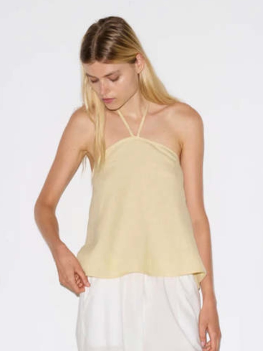 Deiji Studios Butter Yellow Linen Halter Top - Picture 5 of 7